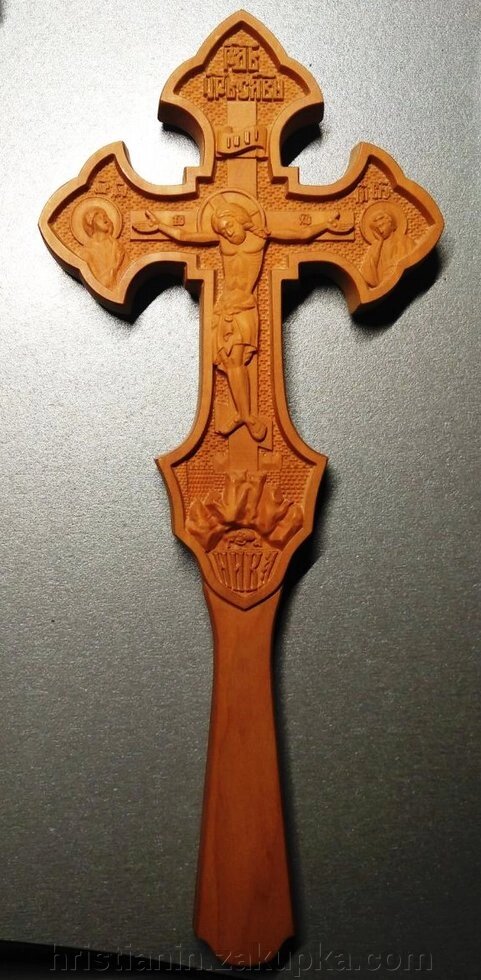 Хрест требний дерев'яний, великий груша, 12х28, 5 см. від компанії ІНТЕРНЕТ МАГАЗИН "ХРИСТИЯНИН" церковне начиння - фото 1