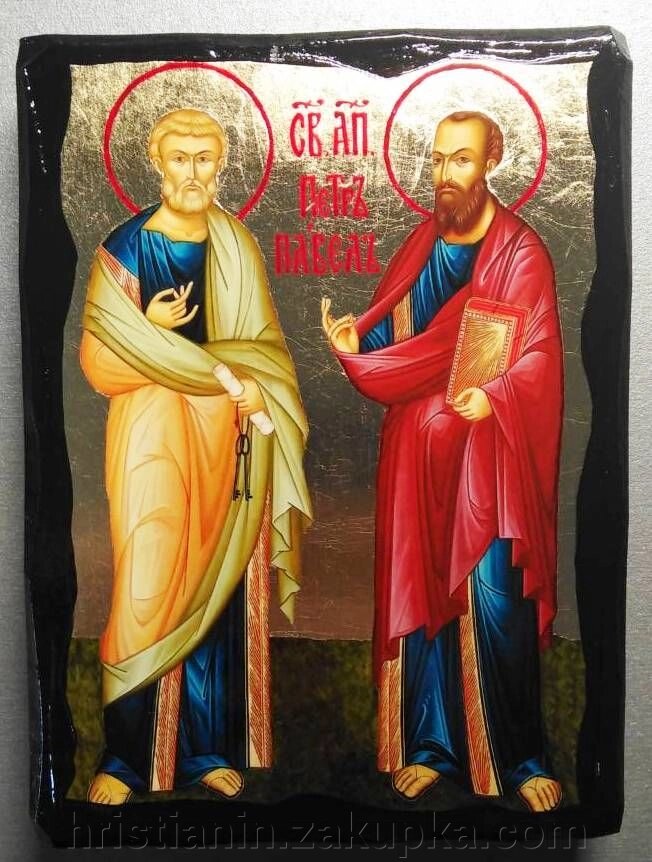 Ікона чорне золото, "Петро і Павло" 13х17 від компанії ІНТЕРНЕТ МАГАЗИН "ХРИСТИЯНИН" церковне начиння - фото 1