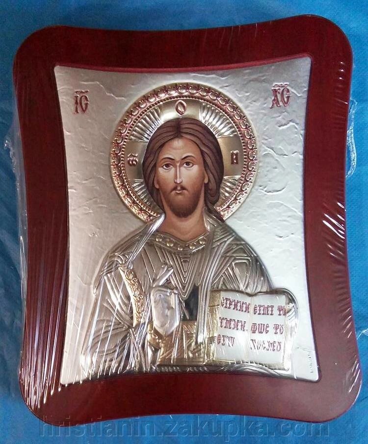 Ікона грецька "Рятівник", сріблення, 21х25 від компанії ІНТЕРНЕТ МАГАЗИН "ХРИСТИЯНИН" церковне начиння - фото 1