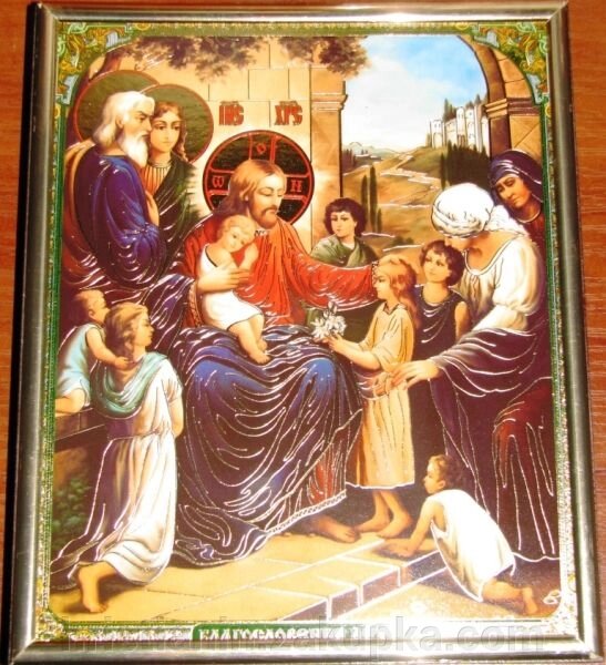 Ікона на ДСП 15х18, "Благословення дітей" від компанії ІНТЕРНЕТ МАГАЗИН "ХРИСТИЯНИН" церковне начиння - фото 1