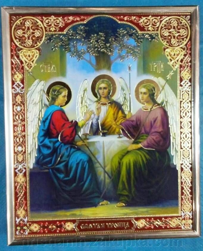 Ікона на ДСП 15х18, "Трійця Старозавітна" від компанії ІНТЕРНЕТ МАГАЗИН "ХРИСТИЯНИН" церковне начиння - фото 1