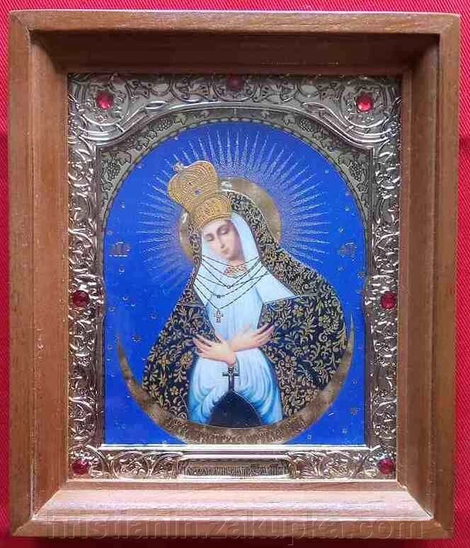 Ікона "Остробрамської" зі склом з золотим окладом з камінням від компанії ІНТЕРНЕТ МАГАЗИН "ХРИСТИЯНИН" церковне начиння - фото 1