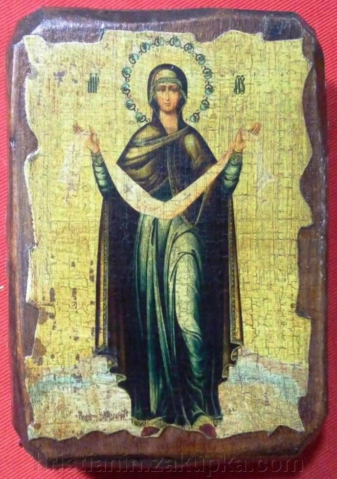 Ікона під старовину, "Покров" 7х10 від компанії ІНТЕРНЕТ МАГАЗИН "ХРИСТИЯНИН" церковне начиння - фото 1