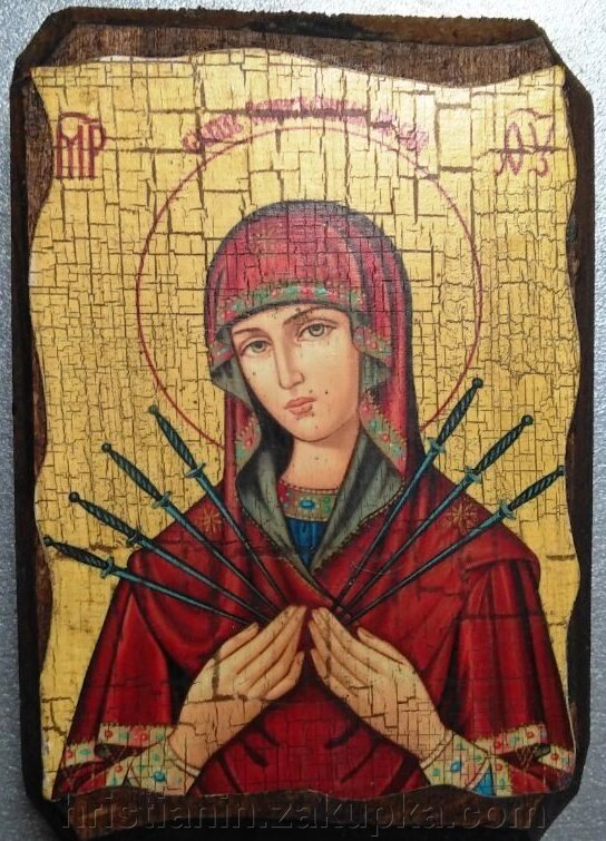 Ікона під старовину, "Семістрельна" 7х10 від компанії ІНТЕРНЕТ МАГАЗИН "ХРИСТИЯНИН" церковне начиння - фото 1