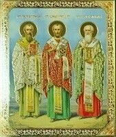 Ікона поліграфічна "Три святителя" від компанії ІНТЕРНЕТ МАГАЗИН "ХРИСТИЯНИН" церковне начиння - фото 1