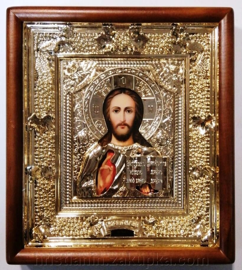 Ікона "Спаситель" риза золото в №31 пряма від компанії ІНТЕРНЕТ МАГАЗИН "ХРИСТИЯНИН" церковне начиння - фото 1