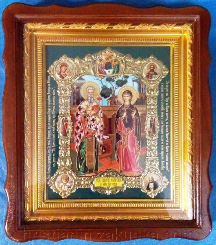 Ікона в дерев'яній фігурної рамі + багет, 23х26, конгрев "Кипріян і Юстини" від компанії ІНТЕРНЕТ МАГАЗИН "ХРИСТИЯНИН" церковне начиння - фото 1