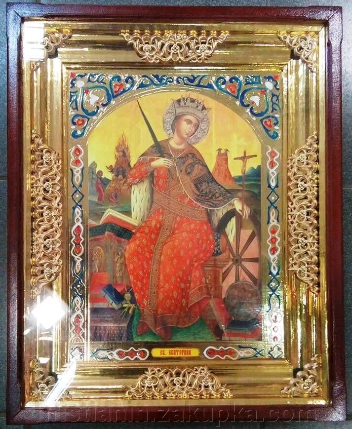 Ікона в дерев'яному кіоті, "Катерина" від компанії ІНТЕРНЕТ МАГАЗИН "ХРИСТИЯНИН" церковне начиння - фото 1