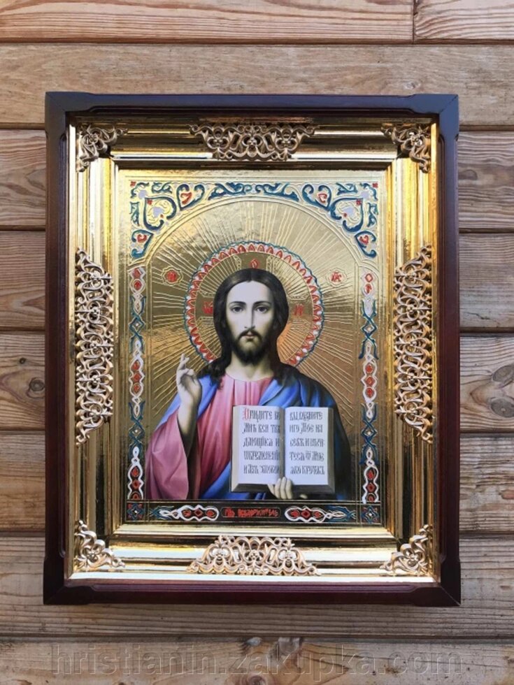 Ікона в дерев'яному кіоті, "Спаситель" від компанії ІНТЕРНЕТ МАГАЗИН "ХРИСТИЯНИН" церковне начиння - фото 1
