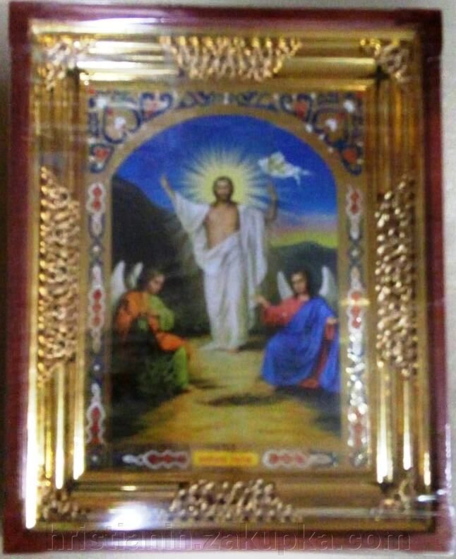 Ікона в дерев'яному кіоті "Воскресіння Христове" від компанії ІНТЕРНЕТ МАГАЗИН "ХРИСТИЯНИН" церковне начиння - фото 1