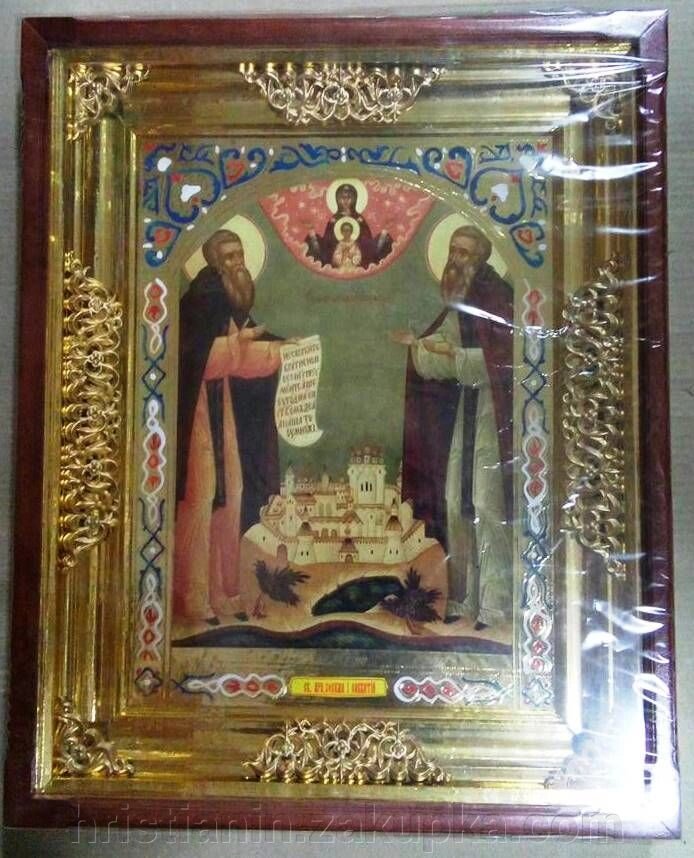 Ікона в дерев'яному кіоті, "Зосима и Саватій" від компанії ІНТЕРНЕТ МАГАЗИН "ХРИСТИЯНИН" церковне начиння - фото 1