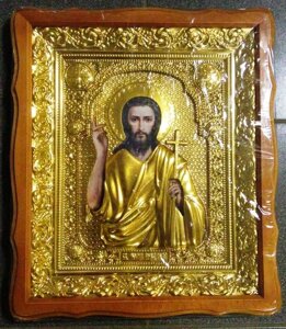 Ікона в дерев'яному фігурному кіоті + риза, "Іоанн Хреститель"