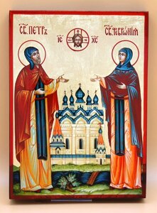 Ікона візантійська, "Петро та Февронія" 17х23
