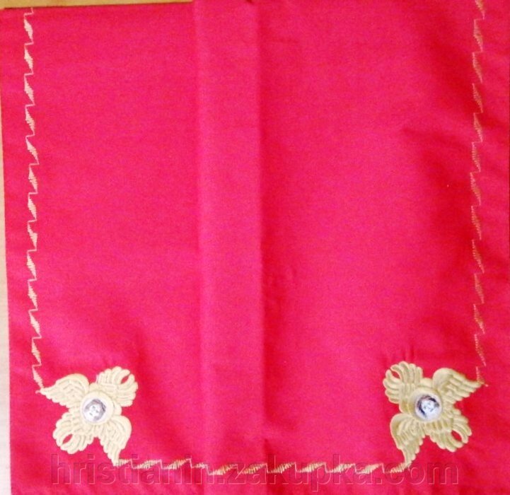 Ілітон червоний з вишивкою "Херувими", 70х70 від компанії ІНТЕРНЕТ МАГАЗИН "ХРИСТИЯНИН" церковне начиння - фото 1