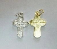 Крест металлический нательный белый, желтый (№44), в упаковке по 10 штук від компанії ІНТЕРНЕТ МАГАЗИН "ХРИСТИЯНИН" церковне начиння - фото 1