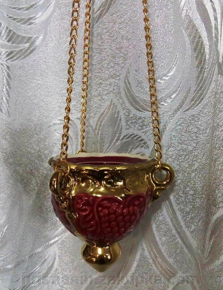 Лампада керамічна підвісна, грецька золото від компанії ІНТЕРНЕТ МАГАЗИН "ХРИСТИЯНИН" церковне начиння - фото 1
