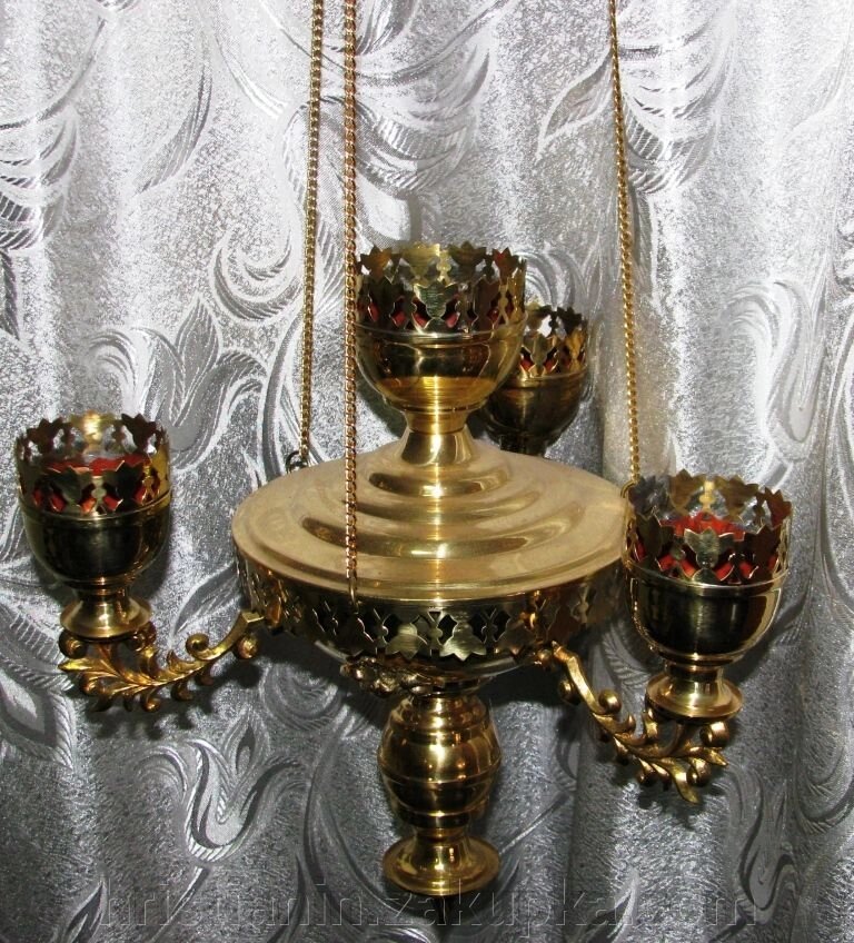 Лампада металева підвісна на 4 склянки від компанії ІНТЕРНЕТ МАГАЗИН "ХРИСТИЯНИН" церковне начиння - фото 1