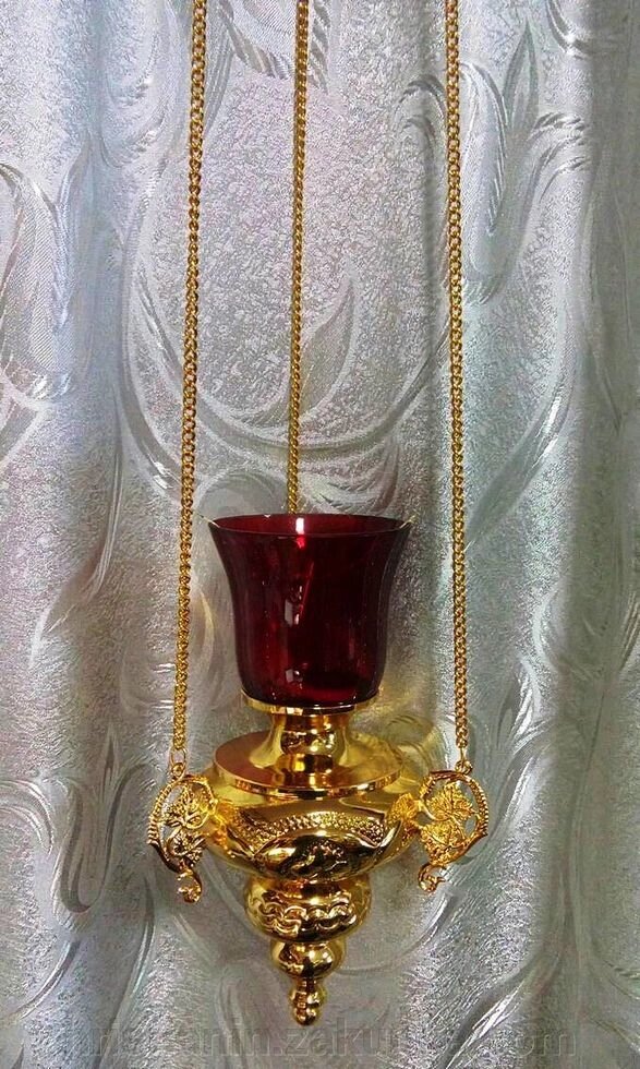 Лампада підвісна №26 карбування позолота, червона від компанії ІНТЕРНЕТ МАГАЗИН "ХРИСТИЯНИН" церковне начиння - фото 1