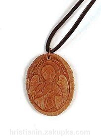 Медальйон шкіряний на шкіряній тасьмі, "Ангел Хранитель" від компанії ІНТЕРНЕТ МАГАЗИН "ХРИСТИЯНИН" церковне начиння - фото 1