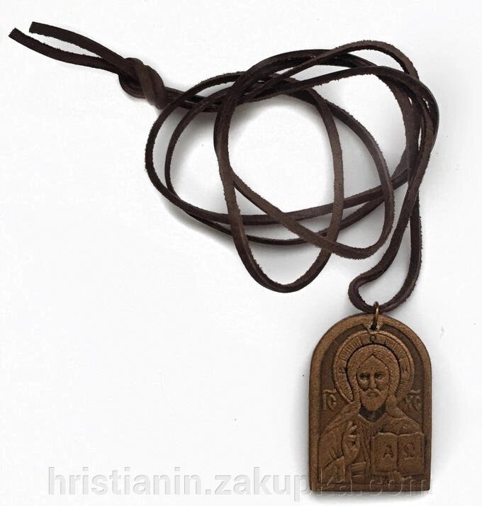 Медальйон шкіряний на шкіряній тасьмі, "Спаситель" від компанії ІНТЕРНЕТ МАГАЗИН "ХРИСТИЯНИН" церковне начиння - фото 1