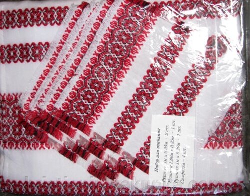Набір вінчальний, на декоративної тканини, червоний: 4 рушники і 4 хусточки