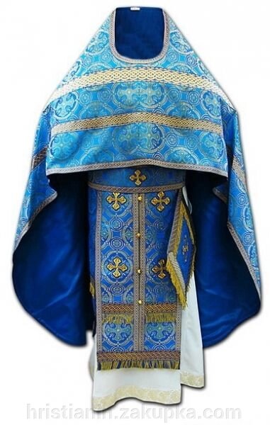 Одягання блакитне парча 150/52, з покрівцями від компанії ІНТЕРНЕТ МАГАЗИН "ХРИСТИЯНИН" церковне начиння - фото 1