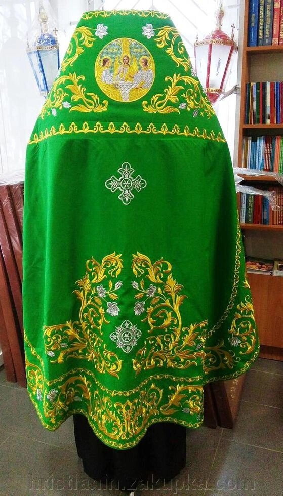 Одягання зелене вишитий з іконою 150/54 від компанії ІНТЕРНЕТ МАГАЗИН "ХРИСТИЯНИН" церковне начиння - фото 1