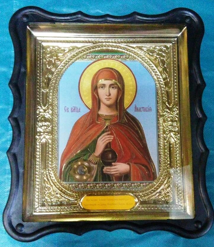 Ікона в пластиковому фігурному кіоті з ладаном, "Анастасія" — фото 1