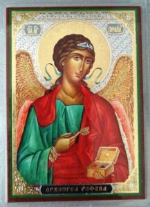 Икона ламинированная "Рафаил архангел", двойное тиснение