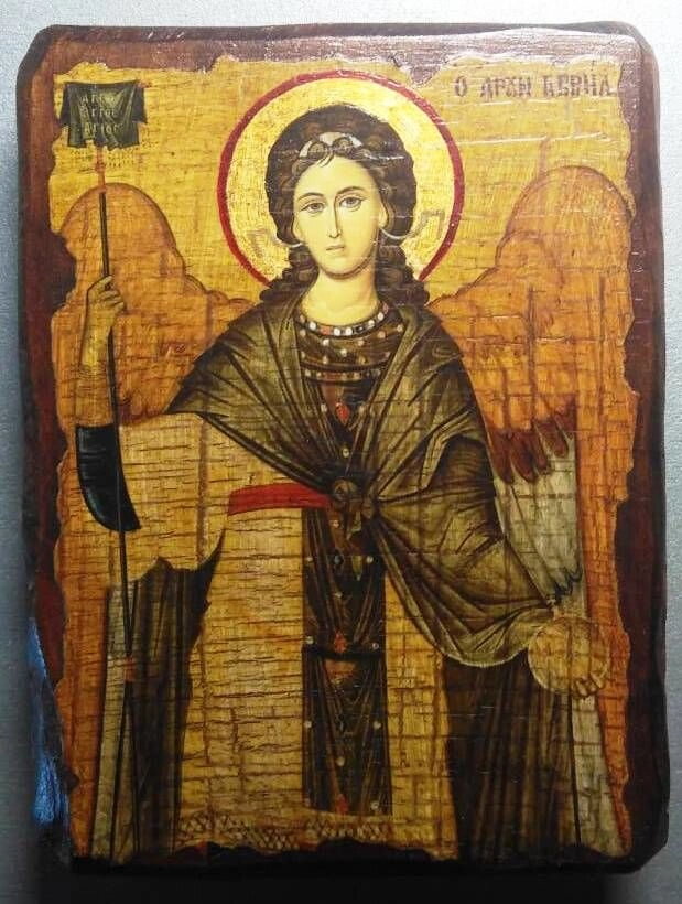 Ікона на дереві "під старовину" "Гавриїл архангел" 13х17 — фото 1