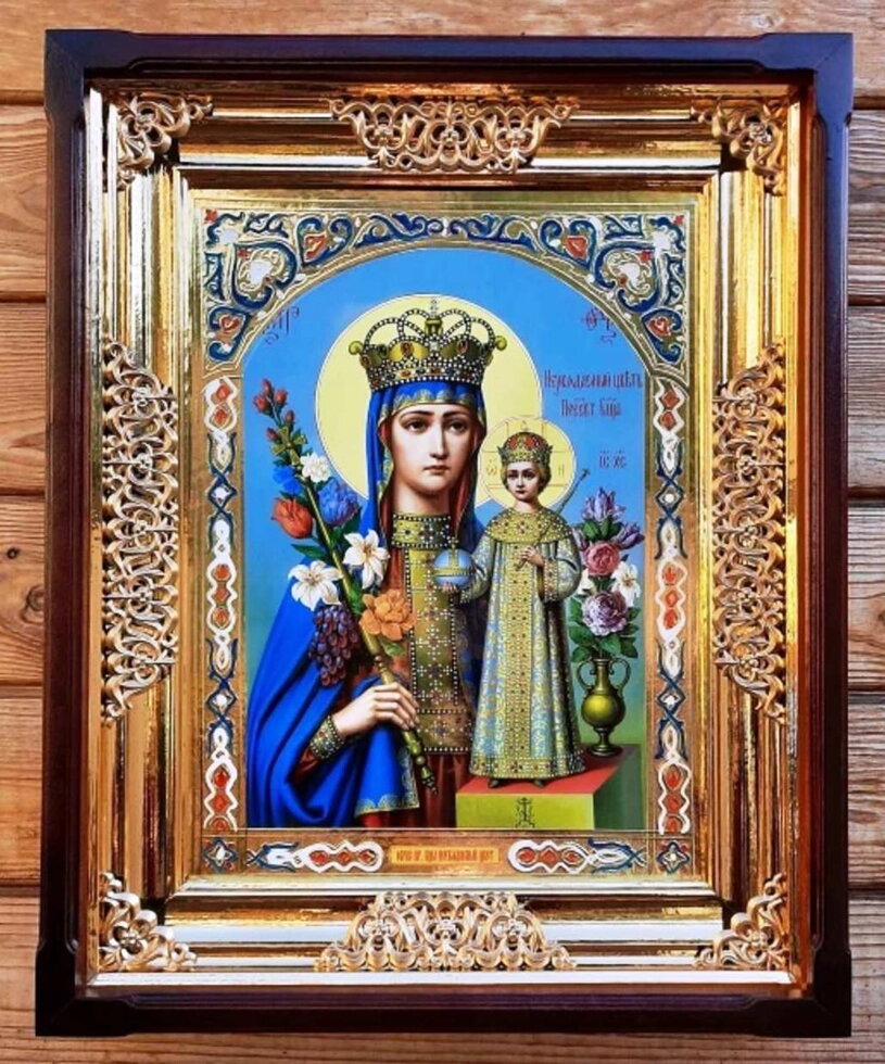 Ікона в дерев'яному кіоті, "Нев'янучий Цвіт" — фото 1
