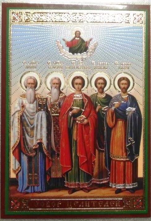 Ікона ламінована "Собор Цілителів", подвійне тиснення — фото 1