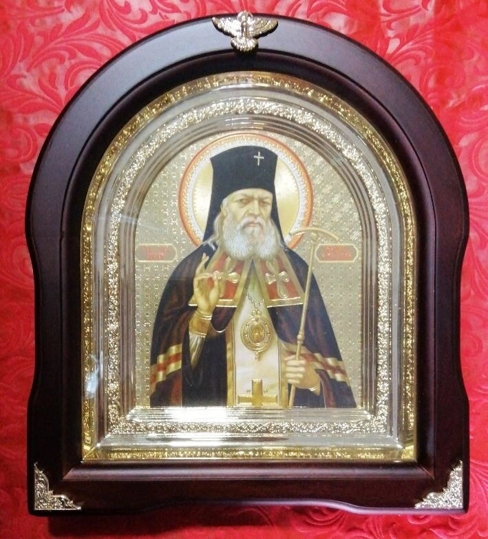 Ікона в дерев'яній рамі "Арка" в подарунковій коробці, Лука Кримський, 26х29 см. — фото 1