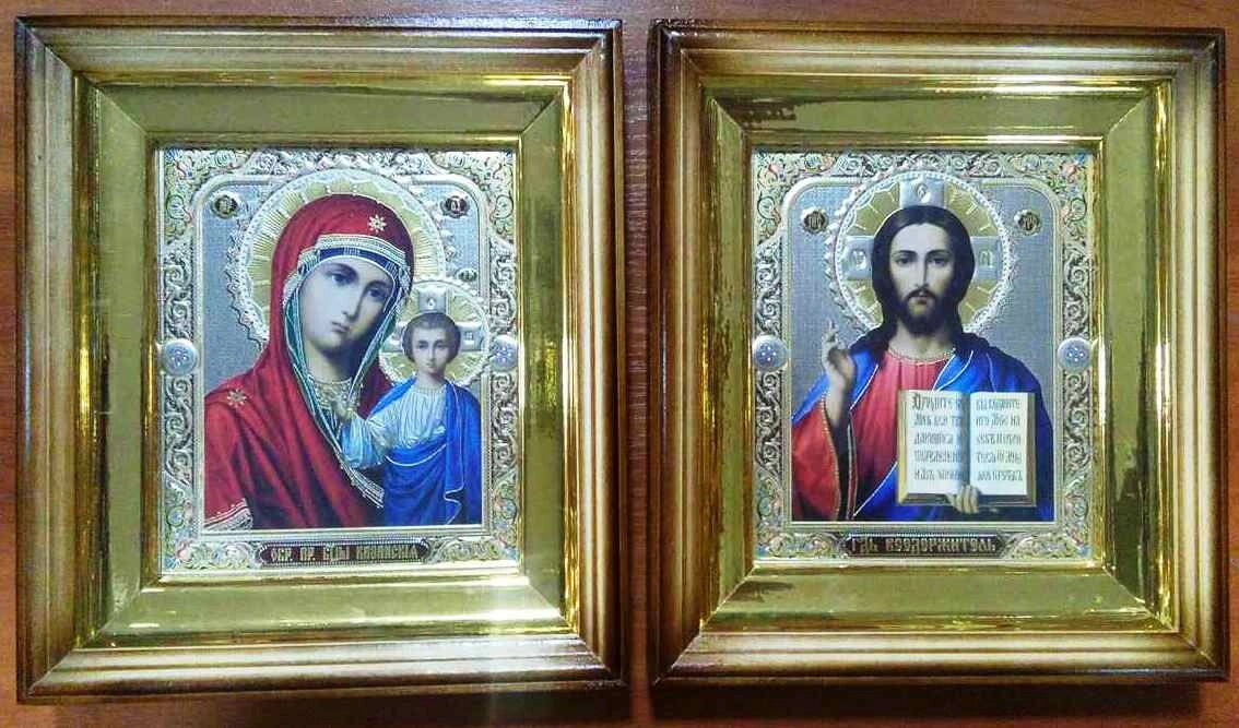 Ікони пара, в дерев'яному прямому кіоті, 22х25 — мініатюра 2
