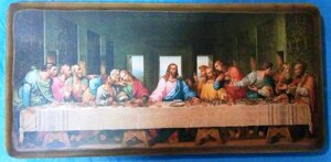 Ікона в стилі картини Леонардо да Вінчі "Таємна Вечеря", без рами, 19х40 см.