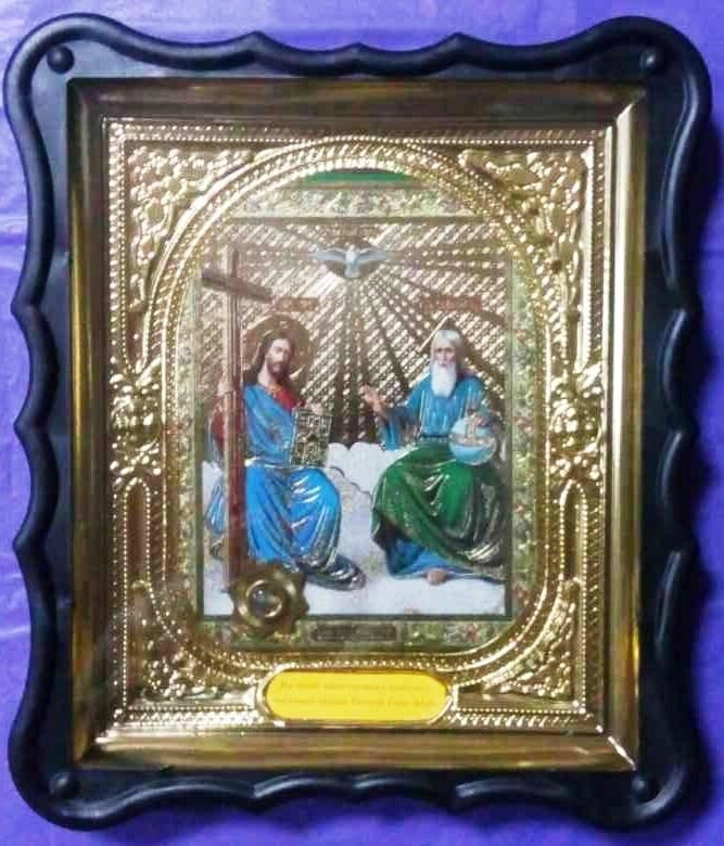 Ікона в пластиковому фігурному кіоті з ладаном, "Трійця Новозавітна" — фото 1