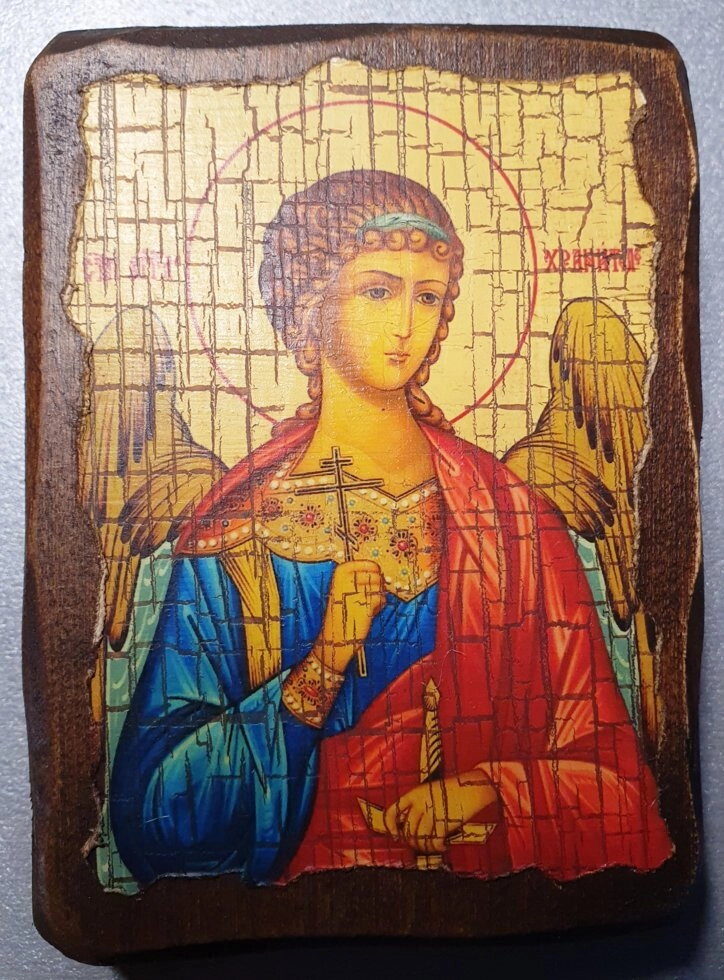 Ікона під старовину, "Ангел Охоронець" 7х10 — фото 1