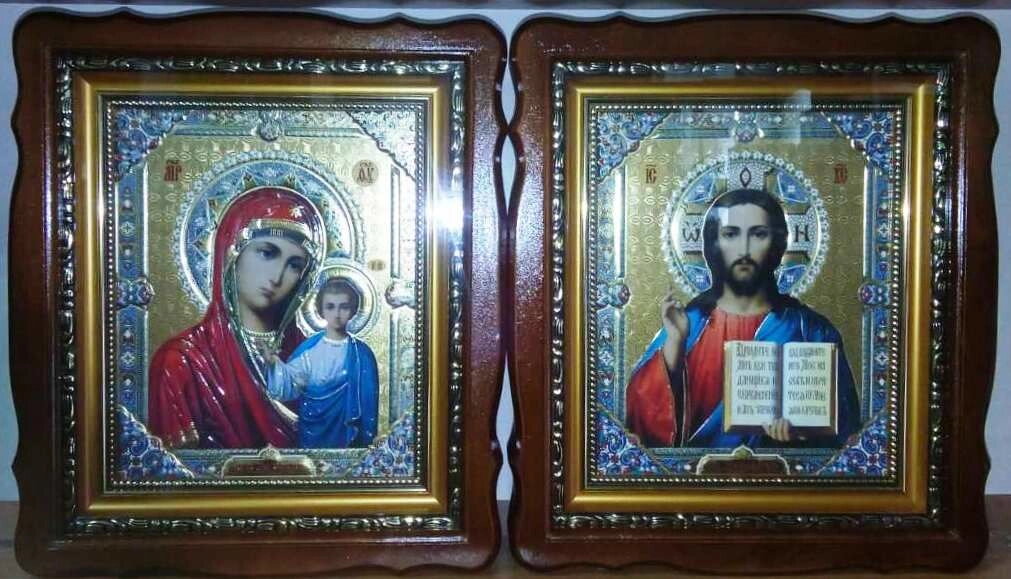 Ікони пара дерев'яний кіот, фігурна рама, конгрев, 25х30 — фото 1