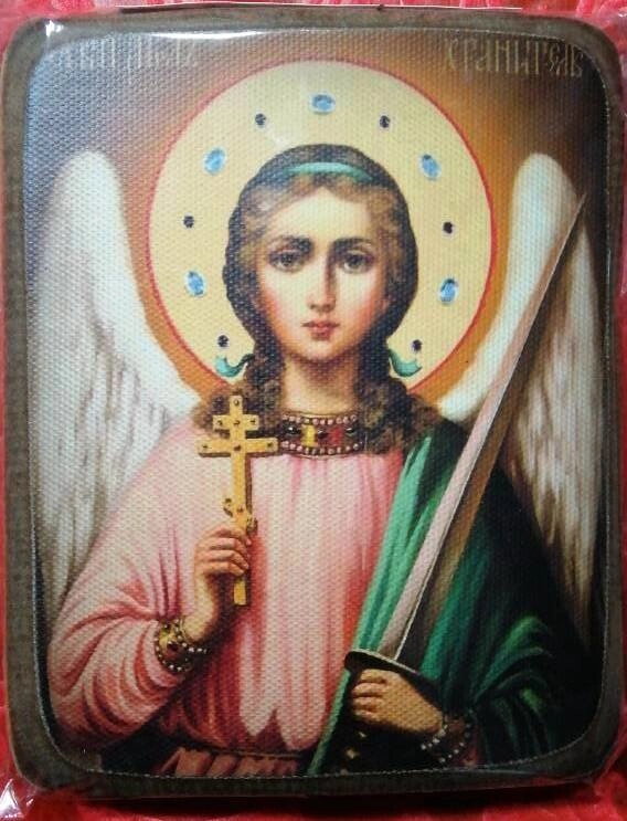 Ікона ДСП на полотні "Ангел Охоронець поясний", 10х12 — фото 1
