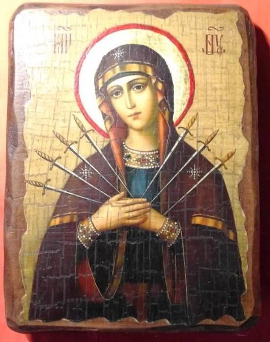 Ікона на дереві "під старовину" "Семістрельна" 13х17 — фото 1