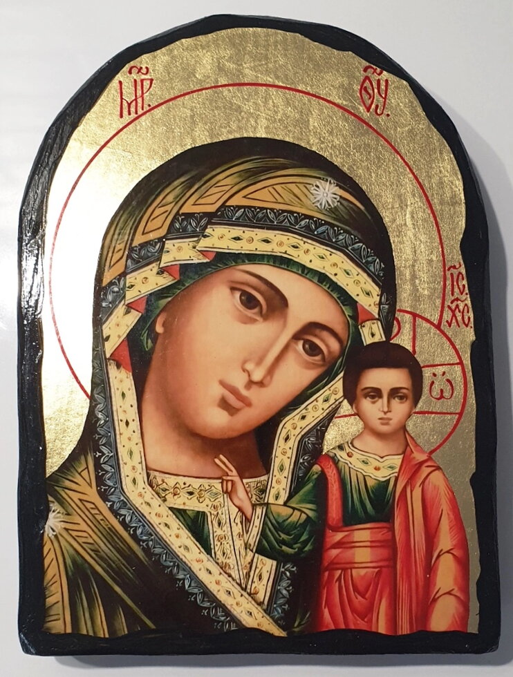 Ікона на дереві Синайська, "Казанська", арка 17х23 — фото 1