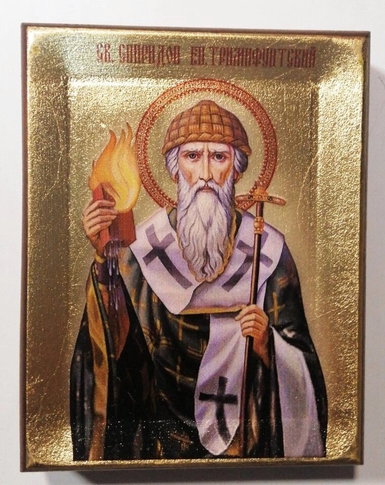 Ікона на дереві + сусальне золото "Святий Спиридон", 11х14 — фото 1