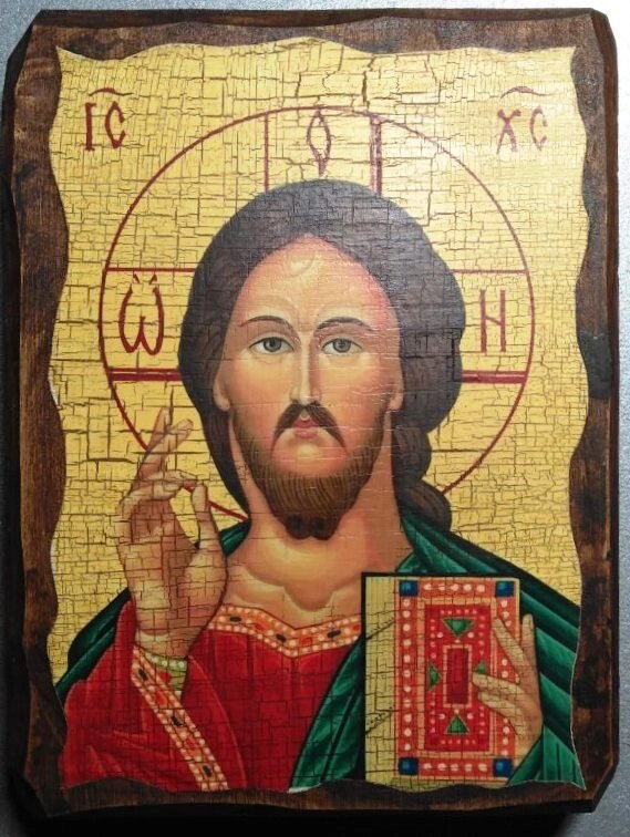 Ікона на дереві "під старовину" "Спаситель" 13х17 — фото 1