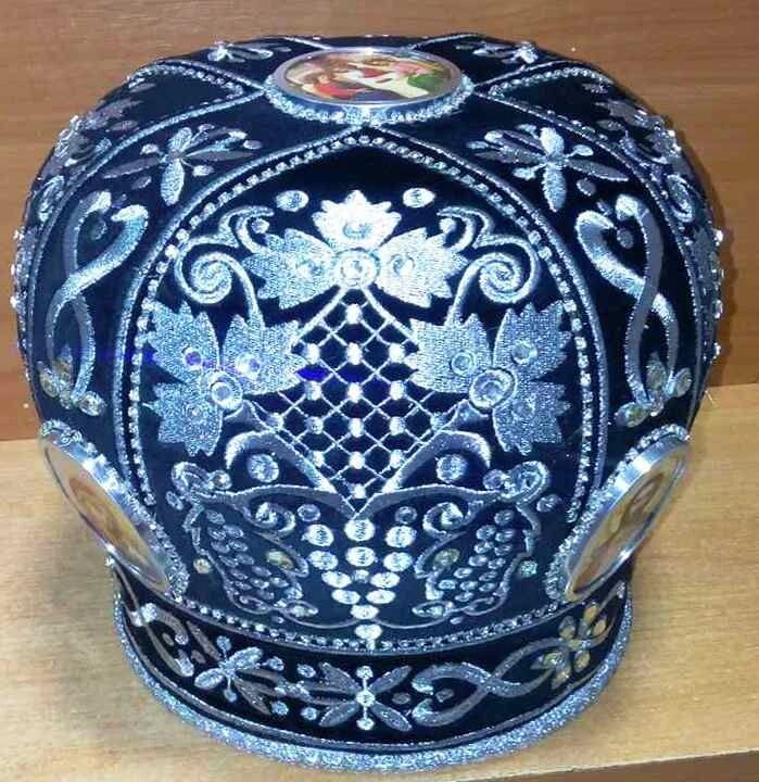 Митра вишита з камінням, чорна — мініатюра 2
