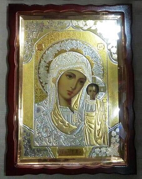 Ікона в дерев'яному фігурному кіоті, "Казанська", 40х55 — фото 1