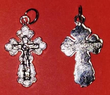 Хрест металевий натільний білий (№45), №10, по 10 шт. в упаковці — фото 1