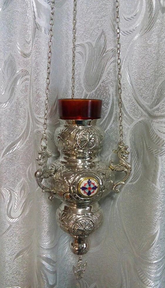 Лампада металева нікель з емаллю підвісна — фото 1