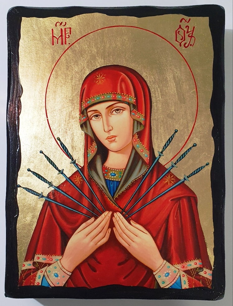 Ікона чорне золото, "Семистрельна" 21х28 — фото 1