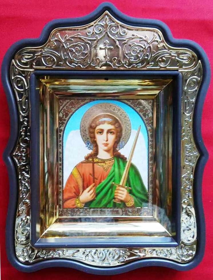 Ікона "Ангел Охоронець", в пластиковому фігурному кіоті — фото 1