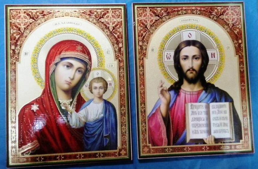 Ікона на ДСП 30х40, "Спаситель + Казанська" пара — фото 1